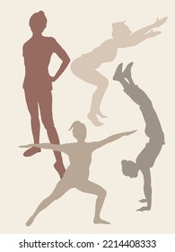 Line drawing, human silhouette, Female outline, sports girl, yoga, sport, healthy lifestyle, beautiful figure, fitness