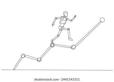 line drawing of a humanoid robot. It run on connected lines that illustrates balance, agility, and movement in robotics advancement