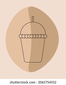 Line drawing ice coffee cup minimalist art
