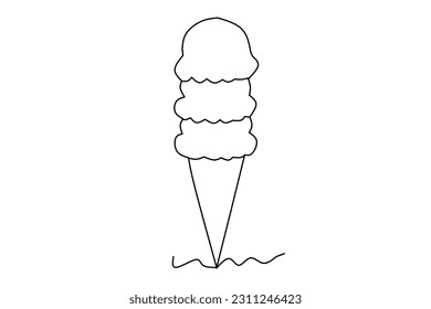 Streicheleis einzeln auf weißem Hintergrund. Eiscreme-Skizze, Vektorgrafik.
