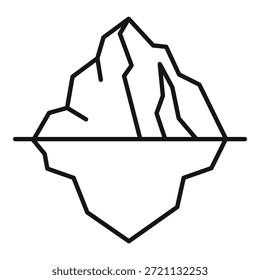 Line drawing of an iceberg depicting the small visible section above water and much larger portion hidden below