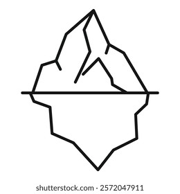 Line drawing of an iceberg floating with a large portion hidden below the waterline