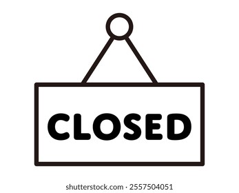 A line drawing icon of a hanging type door plate that indicates the end of business (closed).