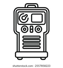 Line drawing icon of a portable generator, a piece of equipment commonly used in construction and emergencies