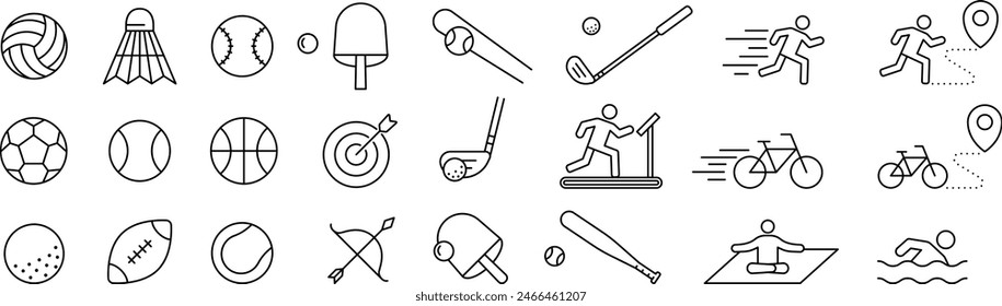 conjunto de iconos de dibujo lineal para deportes