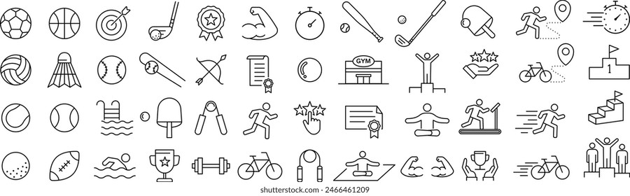 line drawing icon set for sports