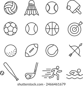 
line drawing icon set for sports