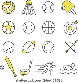 
line drawing icon set for sports