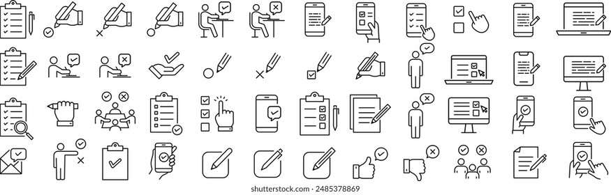 Line drawing icon set for vector surveys