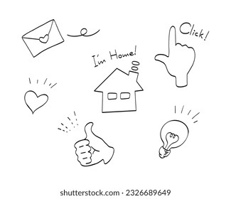 Dibujo de línea de conjunto de iconos para web