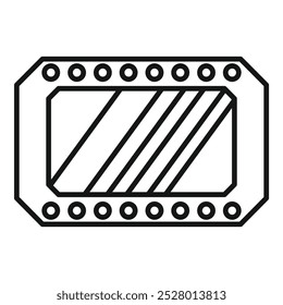 Line drawing icon of a spaceship window showing diagonal lines from a hyperspace jump