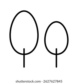 Line drawing icon of two large and small trees
