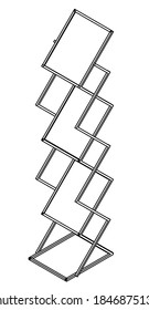 Line drawing illustration of a 6-tiered brochure stand.