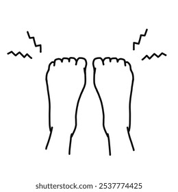 Line drawing illustration of bending toes for exercise.