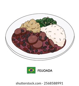 Line drawing illustration of Brazilian feijoada