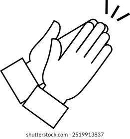 Line drawing illustration of clapping hands