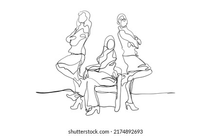 Line Drawing Illustration of Confident Business Woman