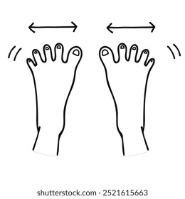 Line drawing illustration of exercising with toes open in a par shape.