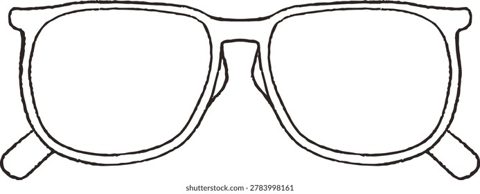 Line Drawing Illustration of Folded Glasses