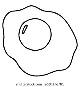 Ilustración de dibujo de línea de huevo frito dibujado con líneas ásperas