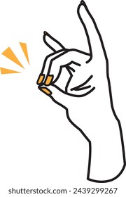 Line drawing illustration of a hand doing a fox pose
