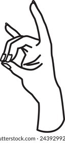 Line drawing illustration of a hand doing a fox pose