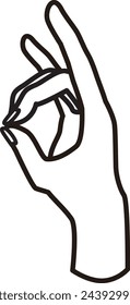 Line drawing illustration of a hand doing a fox pose