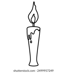 Line drawing illustration of a lit candle