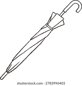 Line Drawing Illustration of a Long Umbrella
