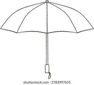 Line Drawing Illustration of an Open Folding Umbrella