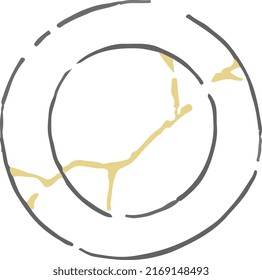 Line drawing illustration of plate Kintsugi. 