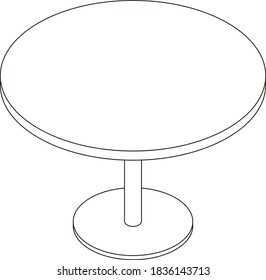 Line drawing illustration of a round table.