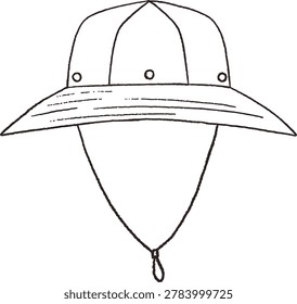 Line Drawing Illustration of a Safari Hat