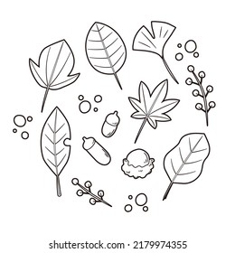 It is a line drawing illustration set of cute autumn flowers.