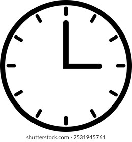 Line drawing illustration of a simple clock design