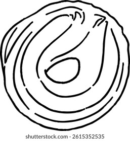 Line drawing illustration of squeezed cookie