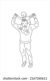 line drawing illustration that forms the father and son character