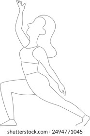 Line drawing illustration of a woman doing a yoga pose