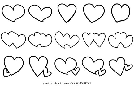 Line drawing of imagination shape of love icon, isolated on white background.vector