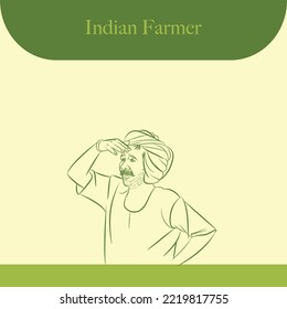 Linienzeichnung eines indianischen Landwirts-Vektorgrafik