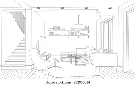 Line drawing the interior