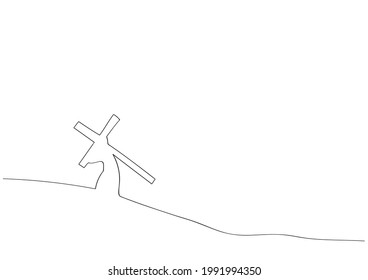 line drawing jesus holding a cross