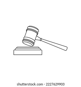 line drawing of judge's hammer vector illustration