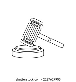 line drawing of judge's hammer vector illustration