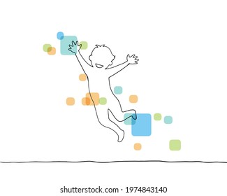 Line drawing of a jumping man