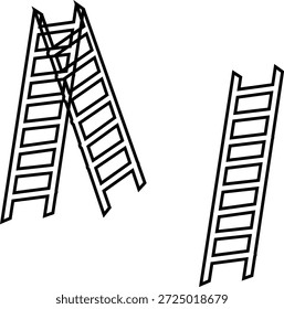 line drawing of ladders in different positions