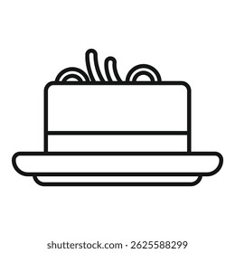 Line drawing of a lasagna dish being served on a plate, evoking italian cuisine