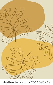 Desenho de linha de folha monstera Moderno boho uma única linha art.Vetor ilustração
