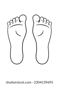 Line drawing of the left and right foot soles. Bottom of feet. Vector flat illustration on white background.