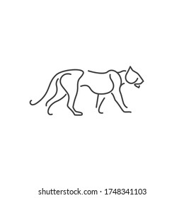 Dibujo en línea del símbolo de caminata leopardo. Logo del leopardo. Ilustración del vector